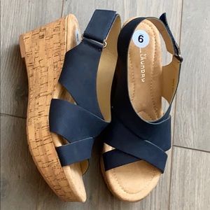 CHINESE LAUNDRY CORK WEDGE SANDALS BRAIDED VAMP